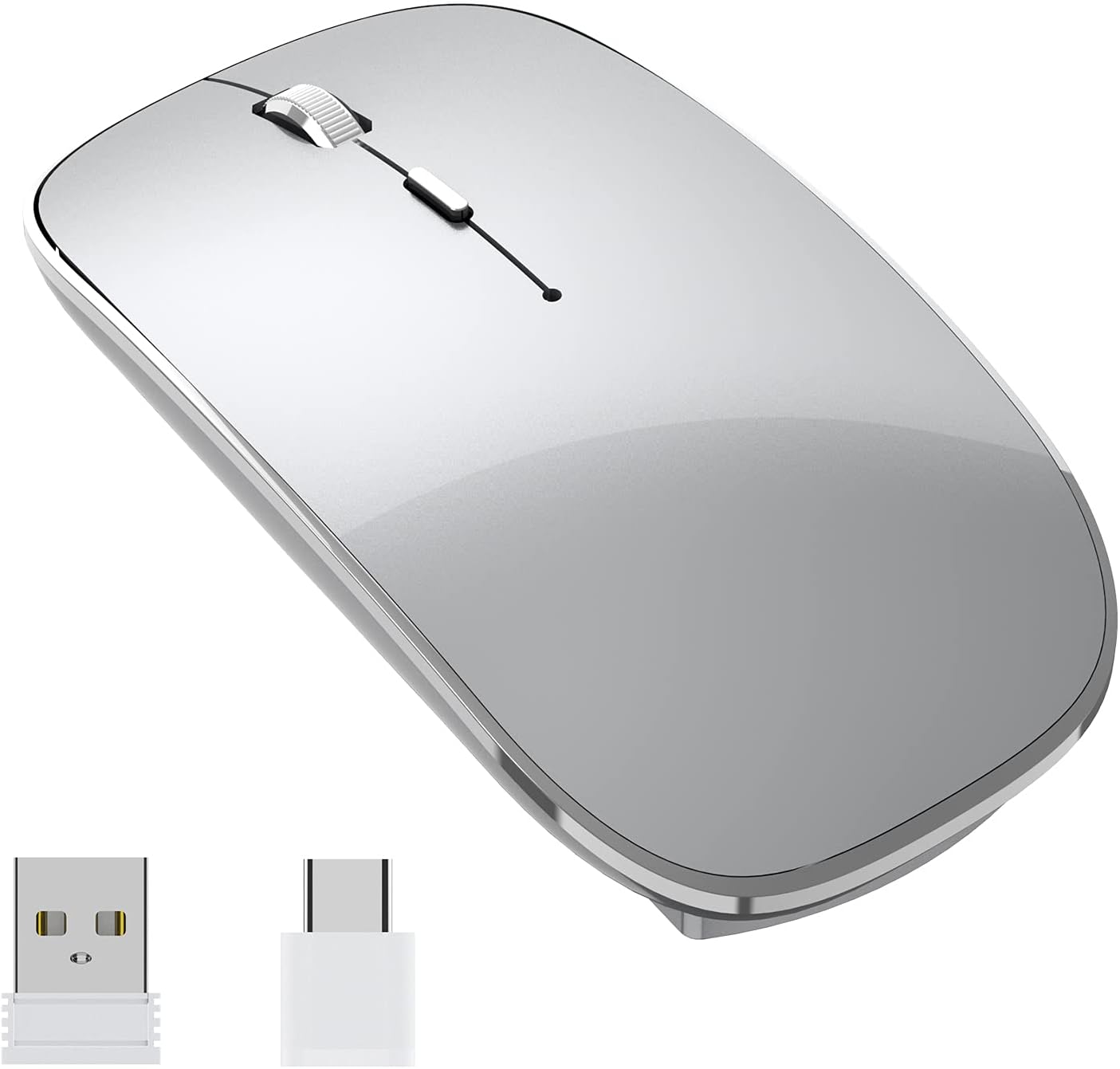Ultra-slim Wireless Bluetooth Mouse – Rechargeable, Silent, with LED Light