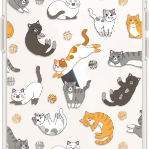 Fun cat pattern phone case, cute cartoon animal design, transparent soft TPU protective case, suitable for 6.1-inch phones (cat)