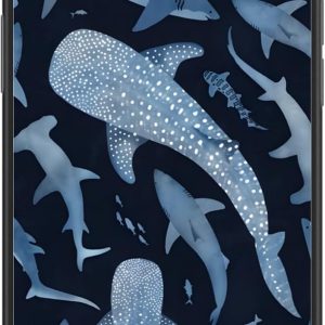 Cute blue shark phone case, suitable for women, teens, girls and children