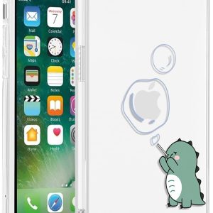 Cute dinosaur phone cases, suitable for 6.1-inch phones, cute cartoon animal phone cases, fun and beautiful transparent protective cases, suitable for women and girls, soft four-corner shockproof protective cases.