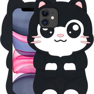 Cute Pocket Cat Phone Case, Kitten 3D Fun Cartoon Animal Soft Silicone All-Around Protection Shockproof Phone Case, Suitable for Children, Girls and Ladies