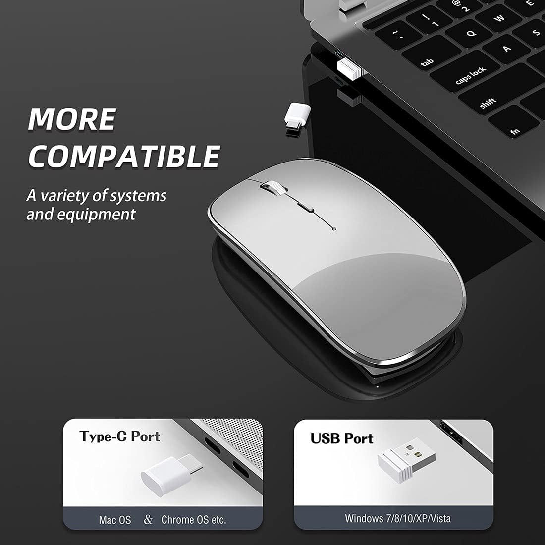 Ultra-slim Wireless Bluetooth Mouse – Rechargeable, Silent, with LED Light - Image 2