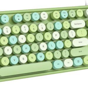 Retro Typewriter-Style Wired Office Keyboard with Round Keycaps