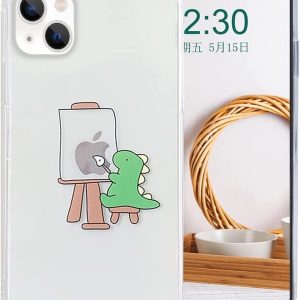Compatible fun dinosaur cute animal embossed pattern phone case, flexible and soft TPU rubber material, ultra-thin and lightweight, shockproof protective frame, transparent