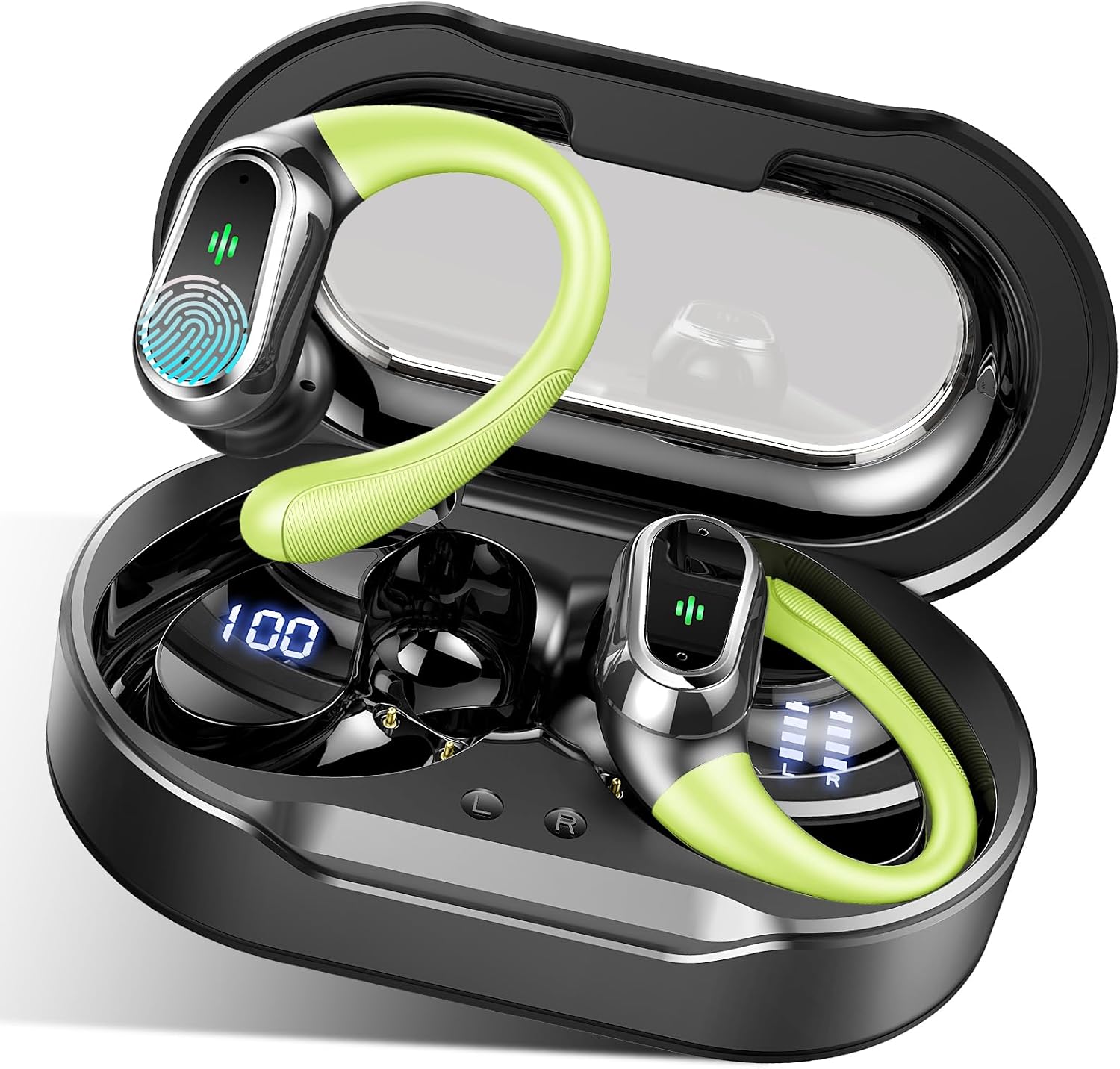 Wireless Sports Ear-Hook Headphones – Dual Display & 50-Hour Battery Life with Enhanced Bass