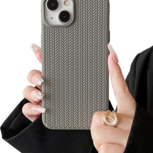 Phone Case - Cute 3D Woven Texture Design (For Girls) - Soft TPU Drop Protection - Gray